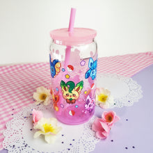 Load image into Gallery viewer, Eeveelutions Glass Cup | 16oz with Plastic Lid and straw | Gradient Glass Cup