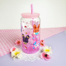 Load image into Gallery viewer, Eeveelutions Glass Cup | 16oz with Plastic Lid and straw | Gradient Glass Cup