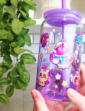 Load image into Gallery viewer, Ghostie Glass Cup | 16oz with Plastic Lid and straw | Gradient Glass Cup
