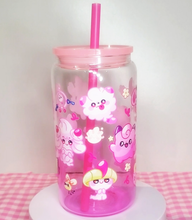 Load image into Gallery viewer, Fairy Type Glass Cup | 16oz with Plastic Lid and straw | Gradient Glass Cup