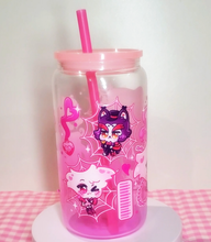 Load image into Gallery viewer, Angel Dust Poison Bottle Glass Cup | 16oz with Plastic Lid and straw | Gradient Glass Cup