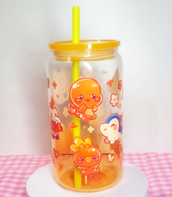 Load image into Gallery viewer, Fire Starters Glass Cup | 16oz with Plastic Lid and straw | Gradient Glass Cup