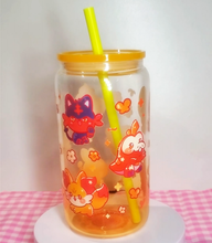 Load image into Gallery viewer, Fire Starters Glass Cup | 16oz with Plastic Lid and straw | Gradient Glass Cup
