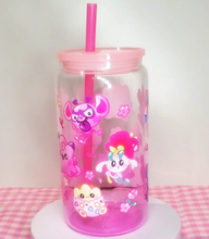 Load image into Gallery viewer, Fairy Type Glass Cup | 16oz with Plastic Lid and straw | Gradient Glass Cup