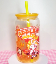 Load image into Gallery viewer, Lucifer Apple Juice Glass Cup | 16oz with Plastic Lid and straw | Gradient Glass Cup