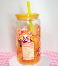 Load image into Gallery viewer, Lucifer Apple Juice Glass Cup | 16oz with Plastic Lid and straw | Gradient Glass Cup