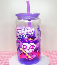 Load image into Gallery viewer, Stolas Sparkling Soda Glass Cup | 16oz with Plastic Lid and straw | Gradient Glass Cup