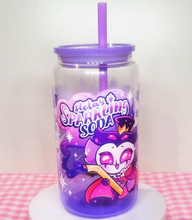 Load image into Gallery viewer, Stolas Sparkling Soda Glass Cup | 16oz with Plastic Lid and straw | Gradient Glass Cup