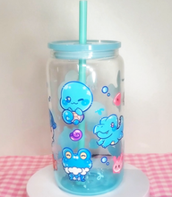 Load image into Gallery viewer, Water Starters Glass Cup | 16oz with Plastic Lid and straw | Gradient Glass Cup