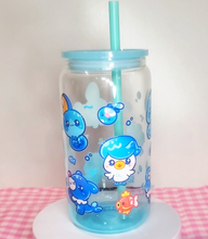 Load image into Gallery viewer, Water Starters Glass Cup | 16oz with Plastic Lid and straw | Gradient Glass Cup