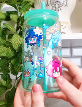Load image into Gallery viewer, Genshin Visions - Anemo Glass Cup | 16oz with Plastic Lid and straw | Gradient Glass Cup
