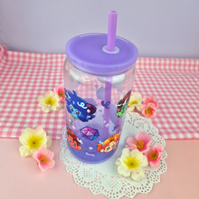 Load image into Gallery viewer, Critical Role: Mighty Nein Glass Cup | 16oz with Plastic Lid and straw | Gradient Glass Cup