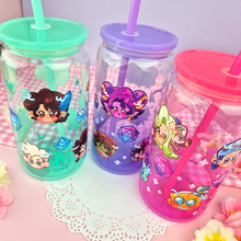 Load image into Gallery viewer, Critical Role: Bells Hells Glass Cup | 16oz with Plastic Lid and straw | Gradient Glass Cup