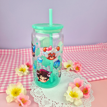 Load image into Gallery viewer, Critical Role: Vox Machina Glass Cup | 16oz with Plastic Lid and straw | Gradient Glass Cup