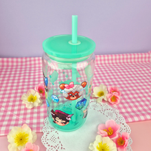 Load image into Gallery viewer, Critical Role: Vox Machina Glass Cup | 16oz with Plastic Lid and straw | Gradient Glass Cup