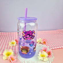 Load image into Gallery viewer, Critical Role: Mighty Nein Glass Cup | 16oz with Plastic Lid and straw | Gradient Glass Cup