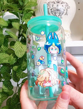 Load image into Gallery viewer, Genshin Visions - Dendro Glass Cup | 16oz with Plastic Lid and straw | Gradient Glass Cup