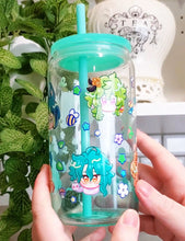 Load image into Gallery viewer, Genshin Visions - Dendro Glass Cup | 16oz with Plastic Lid and straw | Gradient Glass Cup