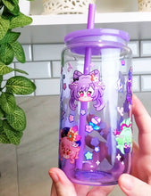 Load image into Gallery viewer, Genshin Visions - Electro Glass Cup | 16oz with Plastic Lid and straw | Gradient Glass Cup