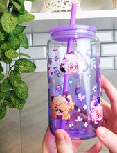Load image into Gallery viewer, Genshin Visions - Electro Glass Cup | 16oz with Plastic Lid and straw | Gradient Glass Cup