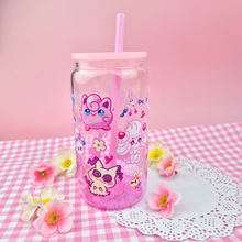 Load image into Gallery viewer, Fairy Type Glass Cup | 16oz with Plastic Lid and straw | Gradient Glass Cup