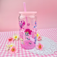 Load image into Gallery viewer, Fairy Type Glass Cup | 16oz with Plastic Lid and straw | Gradient Glass Cup