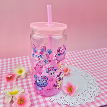 Load image into Gallery viewer, Fairy Type Glass Cup | 16oz with Plastic Lid and straw | Gradient Glass Cup