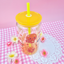 Load image into Gallery viewer, Fire Starters Glass Cup | 16oz with Plastic Lid and straw | Gradient Glass Cup