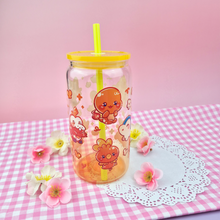 Load image into Gallery viewer, Fire Starters Glass Cup | 16oz with Plastic Lid and straw | Gradient Glass Cup