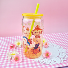 Load image into Gallery viewer, Fire Starters Glass Cup | 16oz with Plastic Lid and straw | Gradient Glass Cup