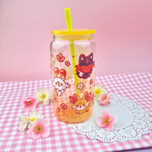 Load image into Gallery viewer, Fire Starters Glass Cup | 16oz with Plastic Lid and straw | Gradient Glass Cup