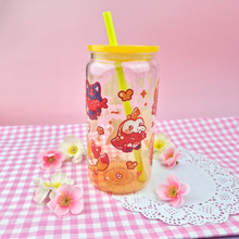 Load image into Gallery viewer, Fire Starters Glass Cup | 16oz with Plastic Lid and straw | Gradient Glass Cup