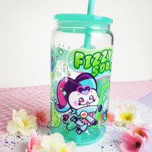 Load image into Gallery viewer, Fizzy Soda Glass Cup | 16oz with Plastic Lid and straw | Gradient Glass Cup
