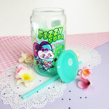 Load image into Gallery viewer, Fizzy Soda Glass Cup | 16oz with Plastic Lid and straw | Gradient Glass Cup