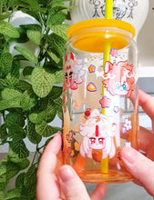Load image into Gallery viewer, Genshin Visions - Geo Glass Cup | 16oz with Plastic Lid and straw | Gradient Glass Cup