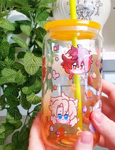 Load image into Gallery viewer, Genshin Visions - Geo Glass Cup | 16oz with Plastic Lid and straw | Gradient Glass Cup