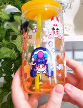 Load image into Gallery viewer, Genshin Visions - Geo Glass Cup | 16oz with Plastic Lid and straw | Gradient Glass Cup