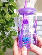 Load image into Gallery viewer, Ghostie Glass Cup | 16oz with Plastic Lid and straw | Gradient Glass Cup