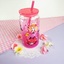 Load image into Gallery viewer, Hazbin Hotel Glass Cup | 16oz with Plastic Lid and straw | Gradient Glass Cup