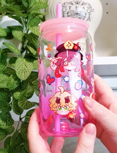 Load image into Gallery viewer, Genshin Visions - Pyro Glass Cup | 16oz with Plastic Lid and straw | Gradient Glass Cup