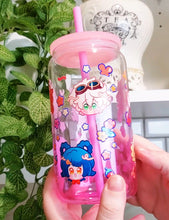 Load image into Gallery viewer, Genshin Visions - Pyro Glass Cup | 16oz with Plastic Lid and straw | Gradient Glass Cup