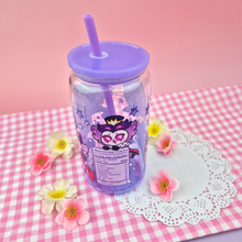 Load image into Gallery viewer, Stolas Sparkling Soda Glass Cup | 16oz with Plastic Lid and straw | Gradient Glass Cup