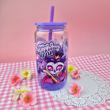 Load image into Gallery viewer, Stolas Sparkling Soda Glass Cup | 16oz with Plastic Lid and straw | Gradient Glass Cup