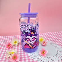 Load image into Gallery viewer, Stolas Sparkling Soda Glass Cup | 16oz with Plastic Lid and straw | Gradient Glass Cup