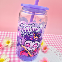 Load image into Gallery viewer, Stolas Sparkling Soda Glass Cup | 16oz with Plastic Lid and straw | Gradient Glass Cup