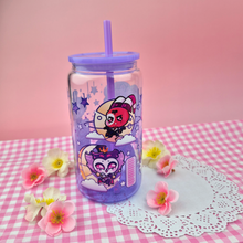 Load image into Gallery viewer, Stolas Sparkling Soda Glass Cup | 16oz with Plastic Lid and straw | Gradient Glass Cup