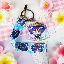 Load image into Gallery viewer, Genshin Impact - Wanderer - Mini Lanyard + Acrylic Keychain Set