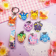 Load image into Gallery viewer, Cute Eeveelutions - Mini Lanyard + Keychain Set