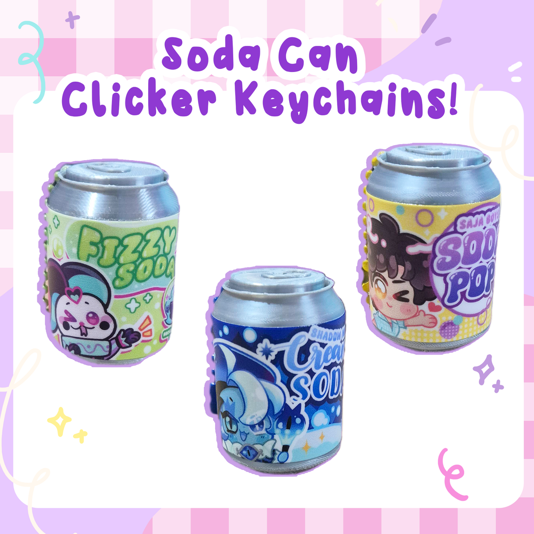 Soda Can Clicker Keychains | Saja Boys | Fizzy Soda | Shadow Milk Soda