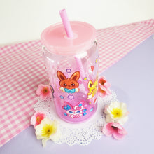 Load image into Gallery viewer, Eeveelutions Glass Cup | 16oz with Plastic Lid and straw | Gradient Glass Cup
